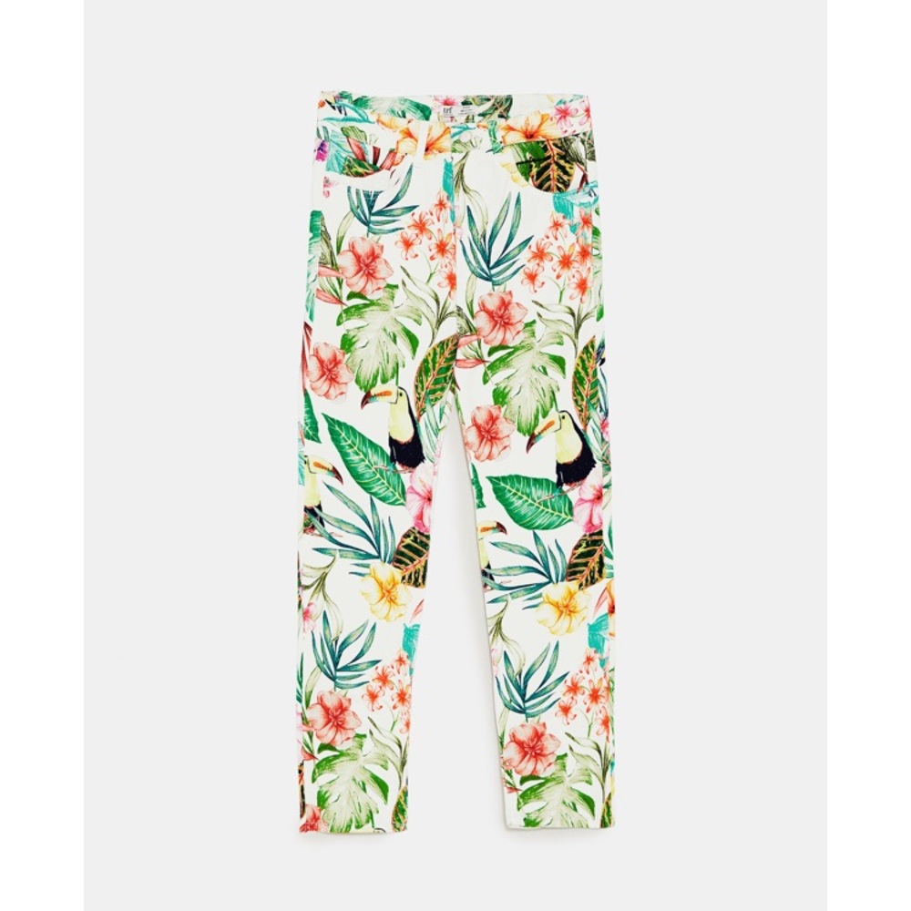 Hi-rise float print trousers
